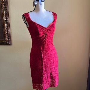 Nicole Miller red lace dress.